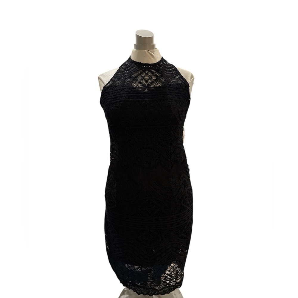 Nanette Lepore - black Embellished Halter Sheath Midi Dress